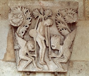 Enforcamento de Judas (capital esculpido) de Romanesque