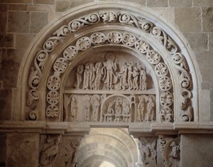 Portal Norte: a aparição de Jesus após a sua morte e a ascensão (escultura) de Romanesque