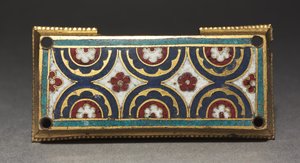 Placa, provavelmente de um Santuário Relíquio, c.1180-1190 (cobre dourado, champlevé e esmalte cloisonné) de Romanesque