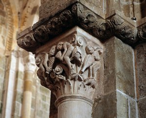 Representação dos Ventos (capital esculpido) de Romanesque