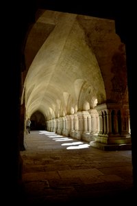Arquitectura românica: galeria do claustro da abadia cisterciense de Fontenay, Bourgogne de Romanesque