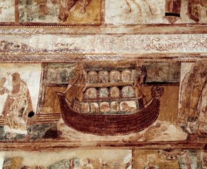 O arco de Noé (afresco do teto) de Romanesque
