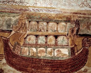O arco de Noé (afresco do teto) de Romanesque