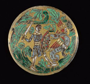 Guerreiro lutando contra um dragão, c.1170-1180 de Romanesque