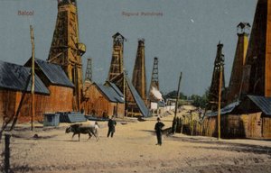 Poços de petróleo, Baicoi, Roménia (foto colorida)