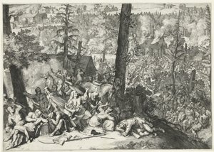 Vitória do Duque Carlos V de Lorena e Margrave Louis Willem van Baden-Baden sobre os turcos de 1687 de Romeyn de Hooghe (attributed to)