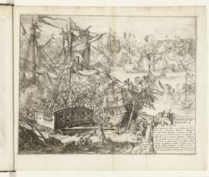 Batalha de Lepanto, 1571 Victoire de Lepanto (título no objeto) Guerres de Flandres (título da série) de Romeyn de Hooghe (attributed to)