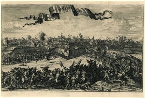 Conquista de Coevorden em 30 de dezembro de 1672 A Conquista de Coeverde com Cast[enguia] (título no objeto) de Romeyn de Hooghe (attributed to)