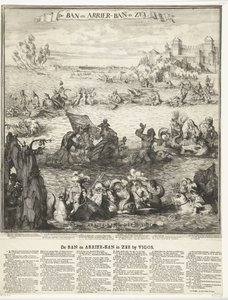 Desenho animado sobre a captura da frota prateada em Vigo, 1702
A proibição e a proibição Arrier-Ban no mar (título sobre o objecto)
A proibição e a proibição Arrier-Ban no mar perto de Vigos (título sobre o objecto) de Romeyn de Hooghe (possibly)