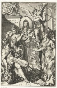 Frontispício alegórico com retrato de Guilherme III Chegada do Rei William na Holanda (título no objeto) de Romeyn de Hooghe