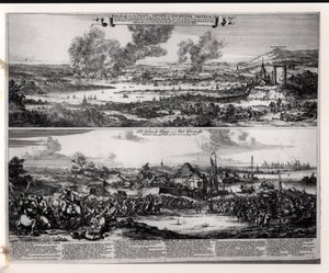 Ataque holandês no rio Medway, 20 e 21 de junho de 1667, gravado por Nicolas Visscher (1618-1709) de Romeyn de Hooghe