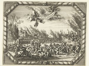 Atrocidades francesas em Bodegraven e Zwammerdam, 1672 Spiegel der France Tirannye pleiteou no Hollantsche Dorpen (título no objeto) de Romeyn de Hooghe