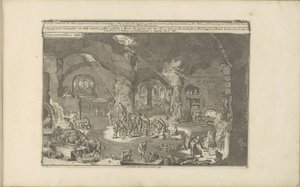Grotten em Malta Onderaerse Gront op Malta / Lugares subterrâneos em Malta (título no objeto) As Índias Orientais e Ocidentais e Outros Lugares (título da série) de Romeyn de Hooghe