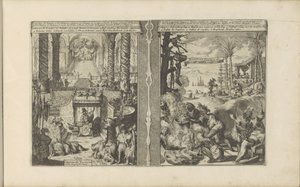 Tribunal do Imperador do Tártaro; Tapuyers brasileiros preparam a sua comida
Tartar Keyzer / Empereur des Tartares et sa magnificence // Brasilian Garments / Brasiliens, Tapuyers, etc (título sobre o objecto)
Les Indes Orientales et Occidentales et autre de Romeyn de Hooghe