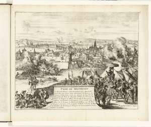 Captura de Maastricht pelo Duque de Parma, 1579 Prize de Mastricht (título no objeto) Guerres de Flandres (título da série) de Romeyn de Hooghe