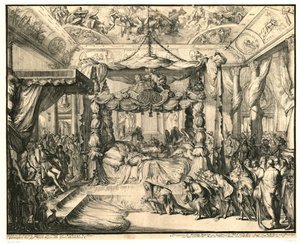 Rainha Maria II Stuart no seu leito de morte, 1695
A morte e os restos mortais de Maria II Stuart, Rainha de Inglaterra, 1695 (título da série)
