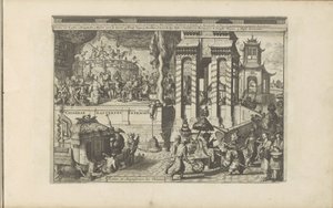 Cerimônia Ontvangst bij de Chinezen Chinese Gasteryen en Pracht / Festas e Magnificência dos Chineses (título no objeto) As Índias Orientais e Ocidentais e Outros Lugares (título da série) de Romeyn de Hooghe