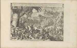 Spaanse wreedheden em West-Indië Spaensche Tyrannyen in de Westindies / Tirania dos Espanhóis nas Índias Ocidentais (título no objeto) As Índias Orientais e Ocidentais e Outros Lugares (título da série) de Romeyn de Hooghe