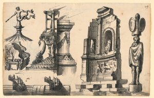 Detalhes arquitetônicos em estilo clássico e pseudoclássico de Romolo Achille Liverani