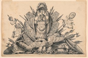 Desenho, Um troféu de armas destinado a ser executado em pintura, 1830-1850 de Romolo Achille Liverani