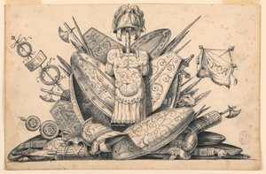 Desenho, Troféu de armas, 1830-1850 de Romolo Achille Liverani