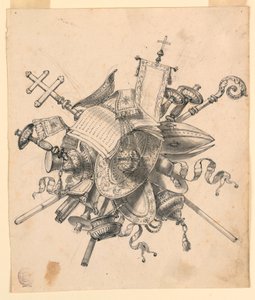Desenho, Troféu com Objectos Eclesiásticos, 1830-1850 de Romolo Achille Liverani