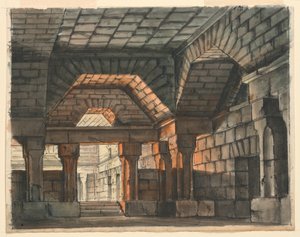Cenário, Interior do Castelo Fortificado para "Ciro na Babilônia" de Gioachino Rossini, La Scala, Milão, 1818, "Prisão Subterrânea"