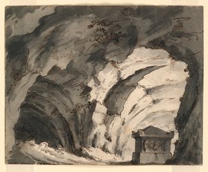 Design de palco, túmulo em uma caverna