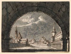 Cenário para a Ópera "La Straniera" de Romolo Achille Liverani