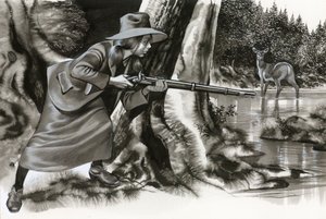 Annie Oakley a matar um veado de Ron Embleton