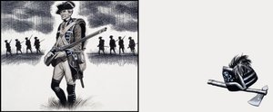 Soldado britânico na altura da Guerra Revolucionária Americana (guache sobre papel) de Ron Embleton