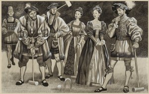 Francisco I (1494-1547) Jogando Croquet (guache sobre papel) de Ron Embleton