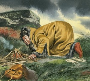 Marco Polo, amontoado sobre uma fogueira de Ron Embleton