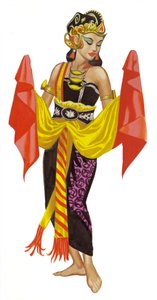 Mata Hari a dançar (guache sobre papel) de Ron Embleton