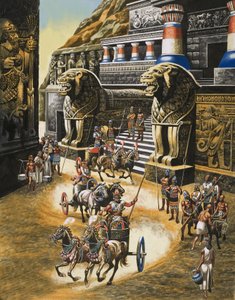 A fortaleza montanhosa dos hititas guerreiros, Hattusas de Ron Embleton