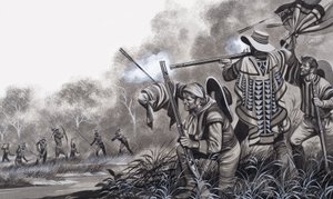 Sob ataque dos índios Chavante de Ron Embleton