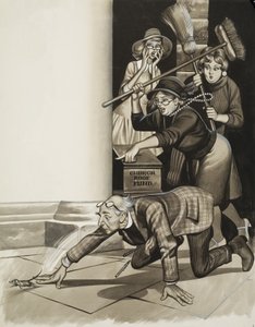 O vigário e as mulheres (guache sobre papel) de Ron Embleton