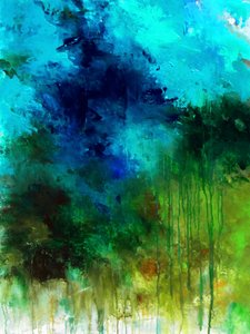Abstrato em azul e verde vibrantes de Ron Halfant