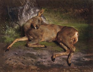 Um veado na floresta (óleo sobre tela) de Rosa Bonheur