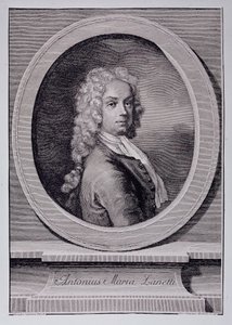 Retrato de Antonio Maria Zanetti, cartoonista italiano (Gravura de Rosalba Giovanna (after) Carriera