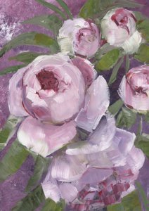 Peónias cor-de-rosa com um toque pictórico