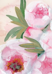 Peónias em flor pintadas a aguarela de Rosana Laiz Blursbyai