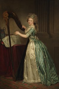 Auto-retrato com uma harpa, 1791. de Rose Adelaide Ducreux