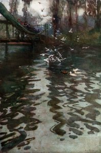 Alimentando as gaivotas da ponte no parque de St James de Rose Maynard Barton