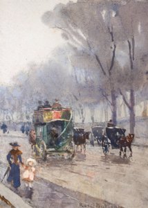Park Lane com Omnibus (aguarela) de Rose Maynard Barton