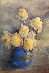 Peônias em um vaso azul, 1899 de Rose Maynard Barton