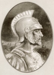 Ashoka, morreu 232 aC, também conhecido como Ashoka, o Grande. Imperador indiano da dinastia Maurya. Ilustração de Gordon Ross, artista e ilustrador americano (1873-1946), de Living Biography of Famous Rules.