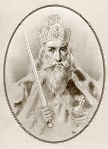Carlos Magno, também conhecido por Carlos o Grande ou Carlos I, de Living Biographies of Famous Rulers (Biografias Vivas de Governantes Famosos). de Ross Gordon
