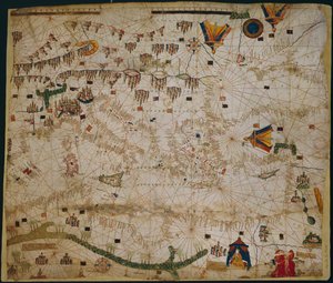 Carta náutica do Mar Mediterrâneo e do Mar Negro, década de 1440 de Rossell