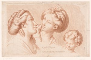 Impressão do título com duas cabeças femininas e uma cabeça de criança
IV Cahier de Principes du Dessin d